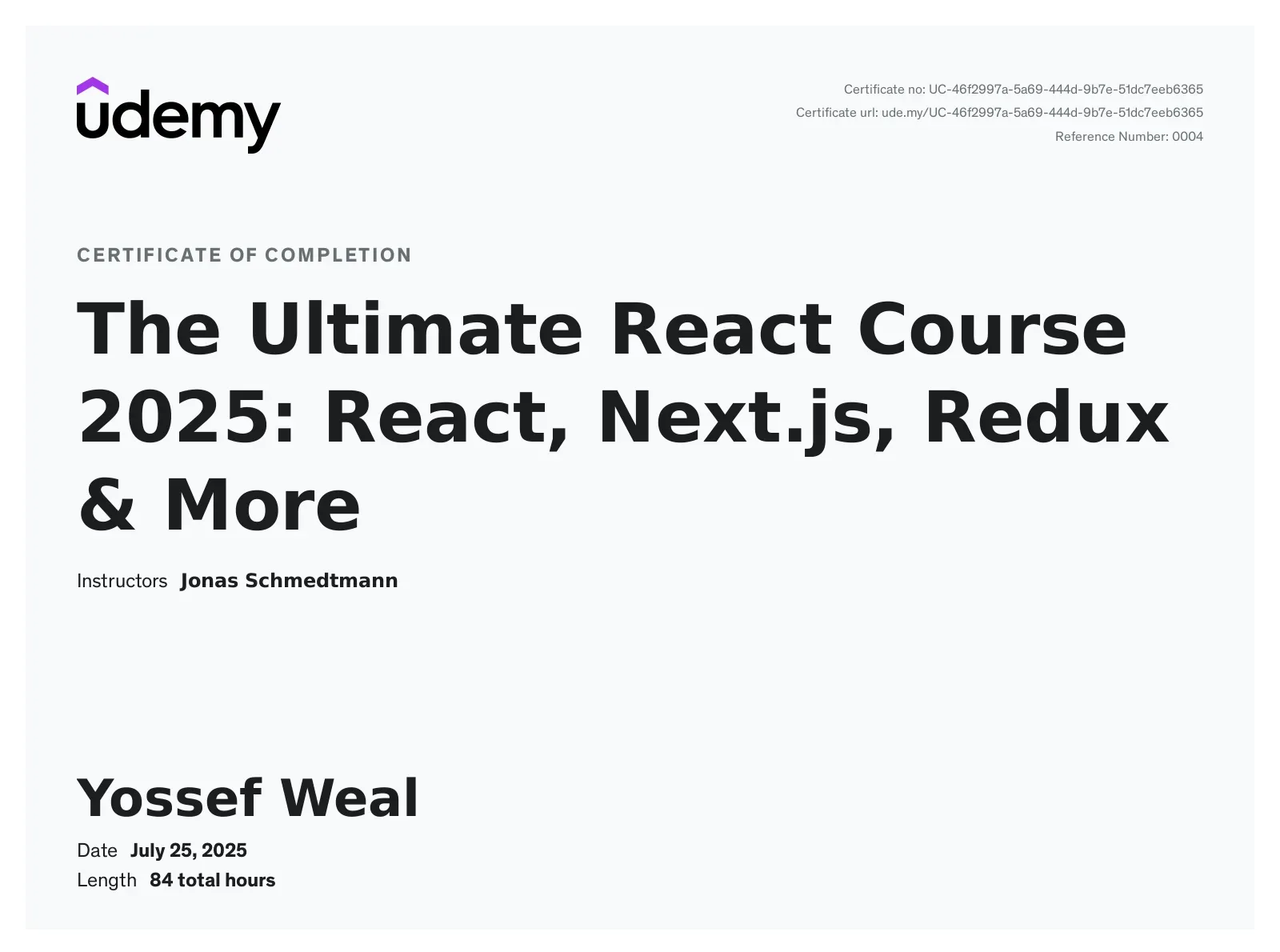 الكورس الشامل في React 2025: React و Next.js و Redux والمزيد